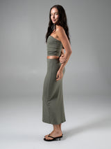 Thumbnail 5 of Nimbus Rib Midi Skirt - Olive Juice, 5 of 7
