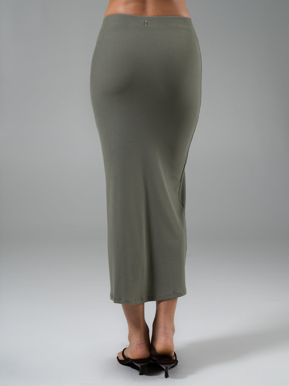 Nimbus Rib Midi Skirt - Olive Juice