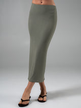Thumbnail 2 of Nimbus Rib Midi Skirt - Olive Juice, 2 of 7