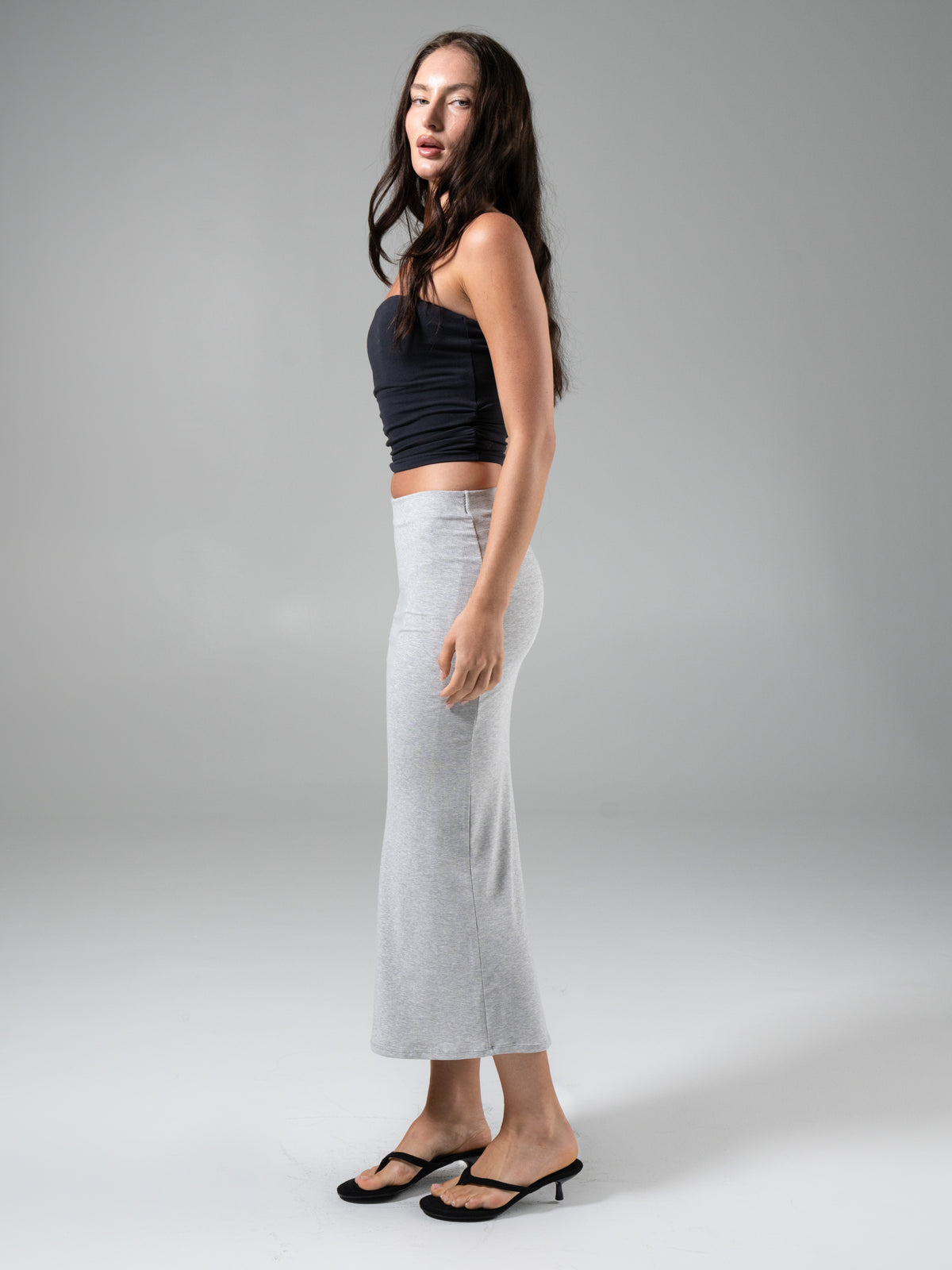 Nimbus Rib Midi Skirt - Heather Grey