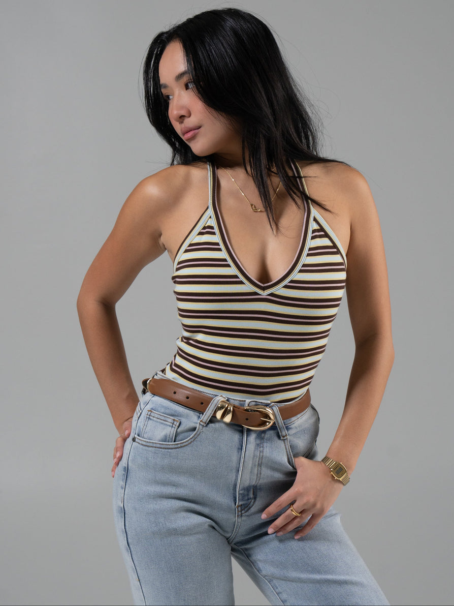 Brami V Neck Tank - Multi Stripe