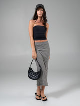 Thumbnail 4 of Nimbus Rib Midi Skirt - Black/ White Stripe, 4 of 6