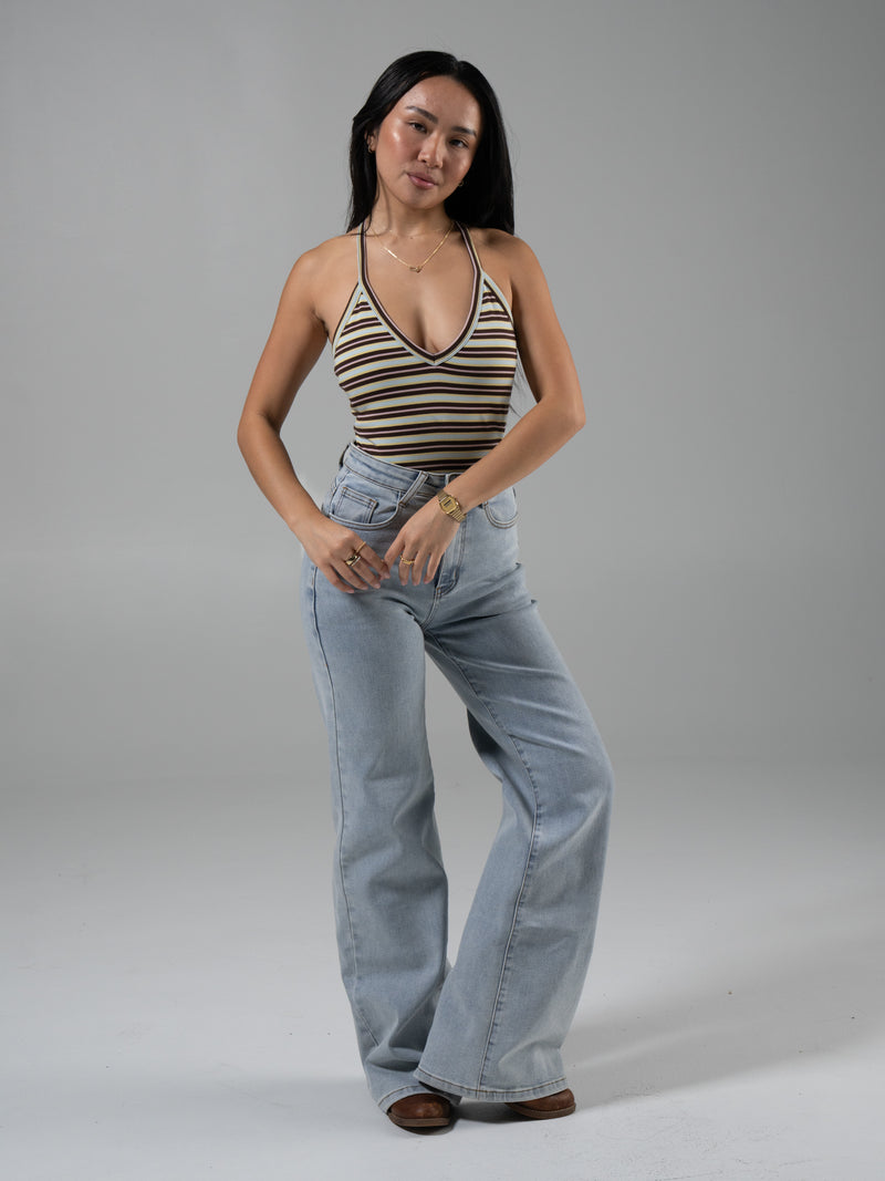Cheeky Straight Leg High Rise Jeans - Light Wash