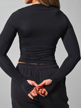 Thumbnail 4 of Halo Long Sleeve Baby Tee - Onyx Black, 4 of 7