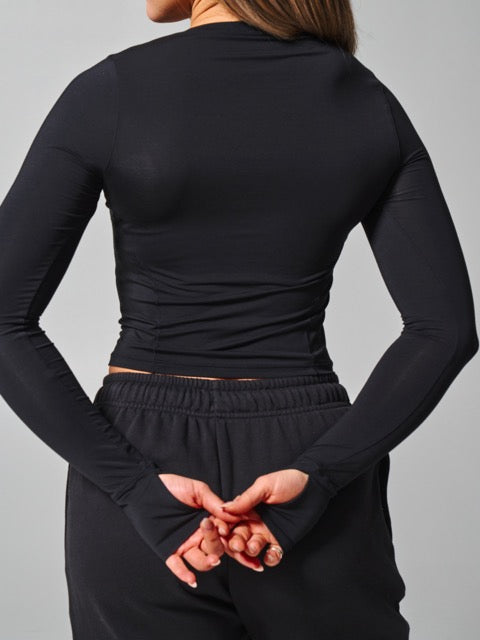 Halo Long Sleeve Baby Tee - Onyx Black