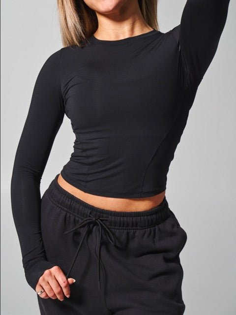 Halo Long Sleeve Baby Tee - Onyx Black