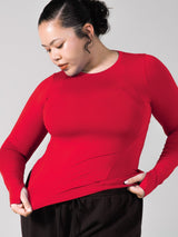 Thumbnail 1 of Halo Long Sleeve Hip Tee - Lipstick Red, 1 of 5