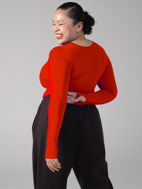 Halo Long Sleeve Baby Tee - Lipstick Red