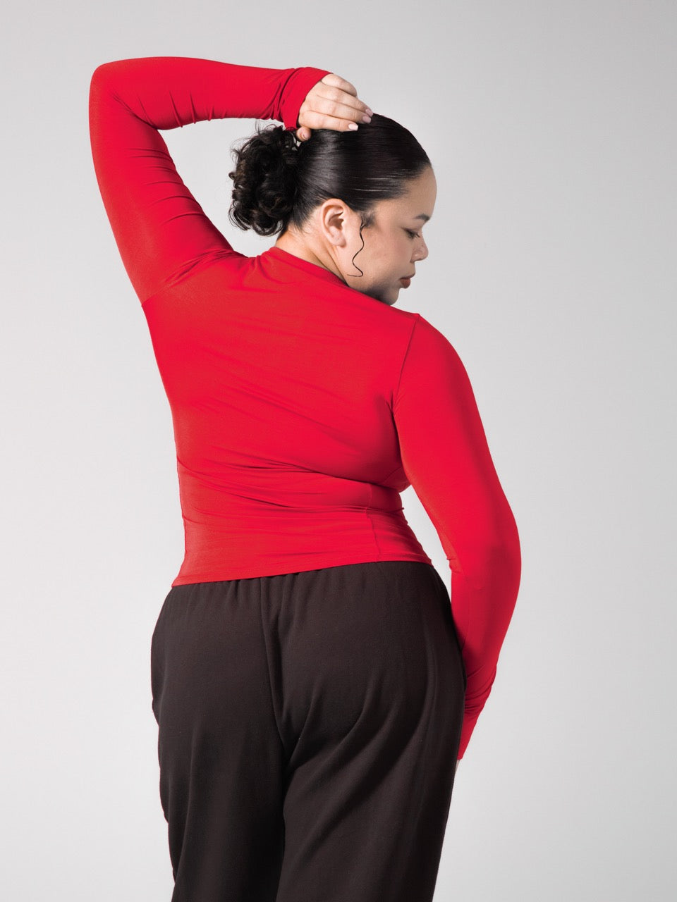 Halo Long Sleeve Hip Tee - Lipstick Red