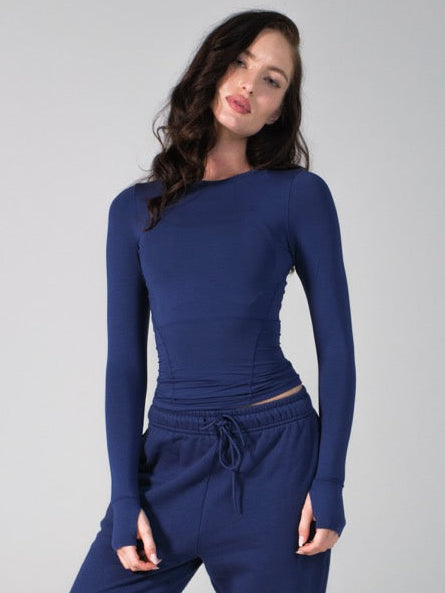 Halo Long Sleeve Hip Tee - Baked Blue