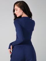 Thumbnail 3 of Halo Long Sleeve Hip Tee - Baked Blue, 3 of 4