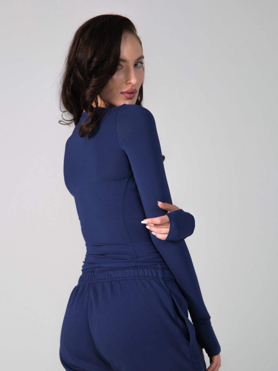 Halo Long Sleeve Hip Tee - Baked Blue