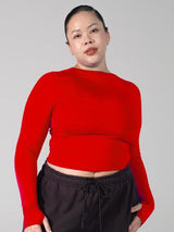 Thumbnail 1 of Halo Long Sleeve Baby Tee - Lipstick Red, 1 of 3