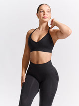 Thumbnail 2 of Plunge Seamless Sports Bra - Charcoal, 2 of 6