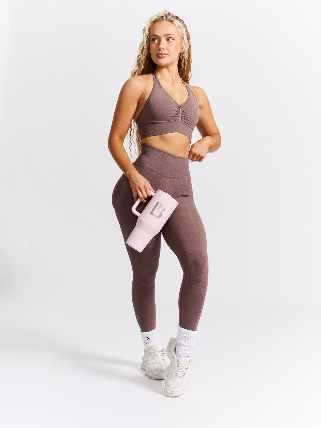 Halter Seamless Sports Bra - Mocha Berry