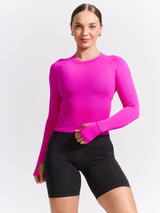 Thumbnail 1 of Seamless Long Sleeve Baby Tee - Hard Candy, 1 of 5