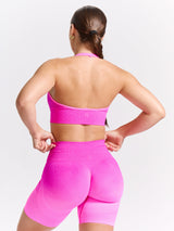 Thumbnail 3 of Halter Seamless Sports Bra - Hot Pink Ombre, 3 of 5