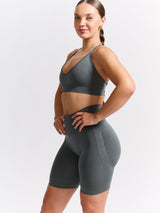 Thumbnail 3 of Plunge Seamless Sports Bra - Frosted Sage, 3 of 6
