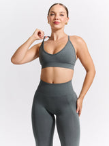 Thumbnail 2 of Plunge Seamless Sports Bra - Frosted Sage, 2 of 6