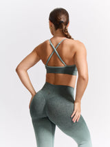 Thumbnail 5 of Plunge Seamless Sports Bra - Sage Ombre, 5 of 6