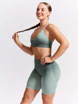 Thumbnail 3 of Plunge Seamless Sports Bra - Sage Ombre, 3 of 6