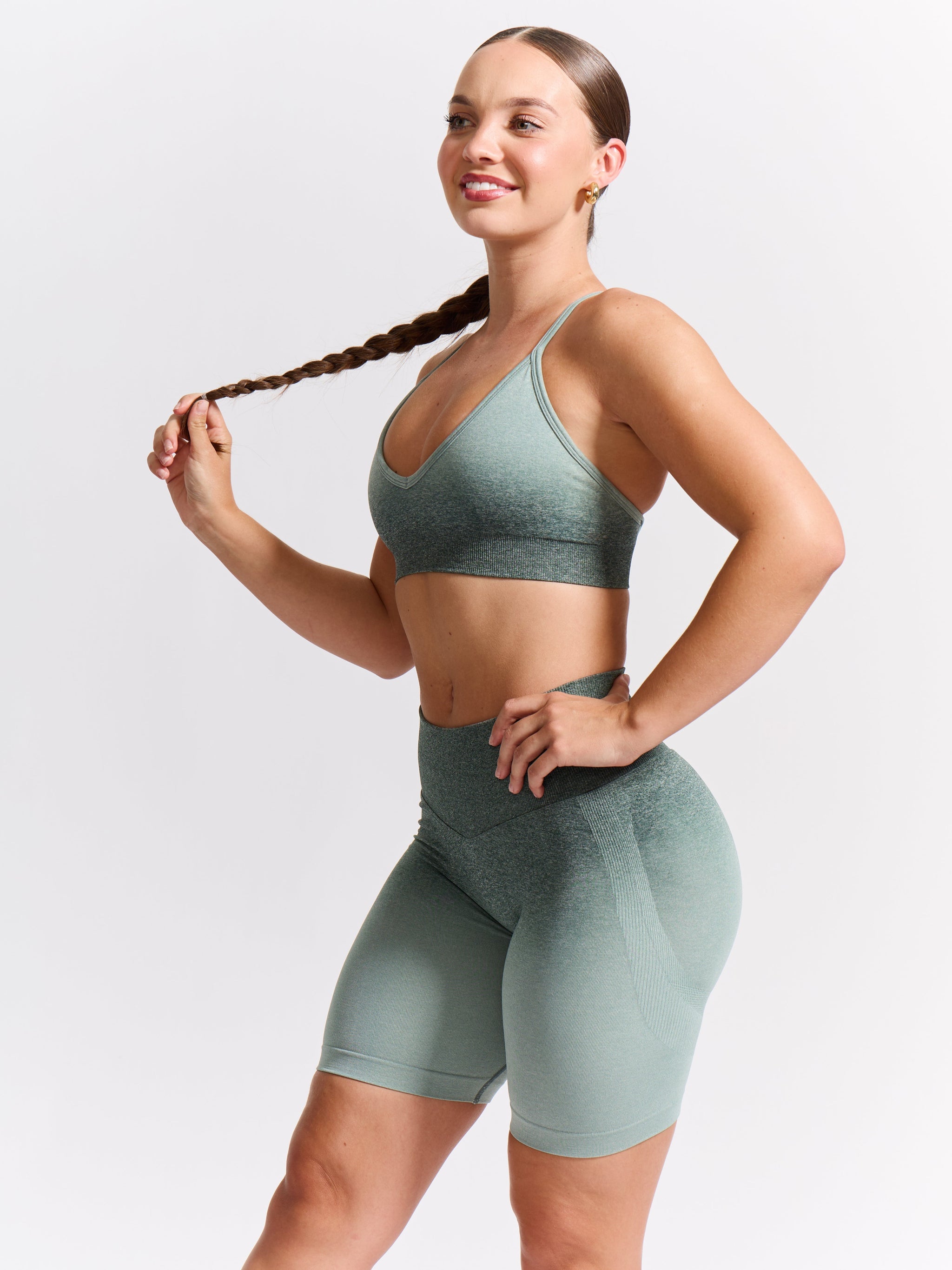 Plunge Seamless Sports Bra - Sage Ombre