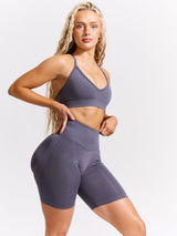 Thumbnail 2 of Plunge Seamless Sports Bra - Blue Steel, 2 of 5