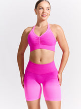 Thumbnail 2 of Halter Seamless Sports Bra - Hot Pink Ombre, 2 of 5