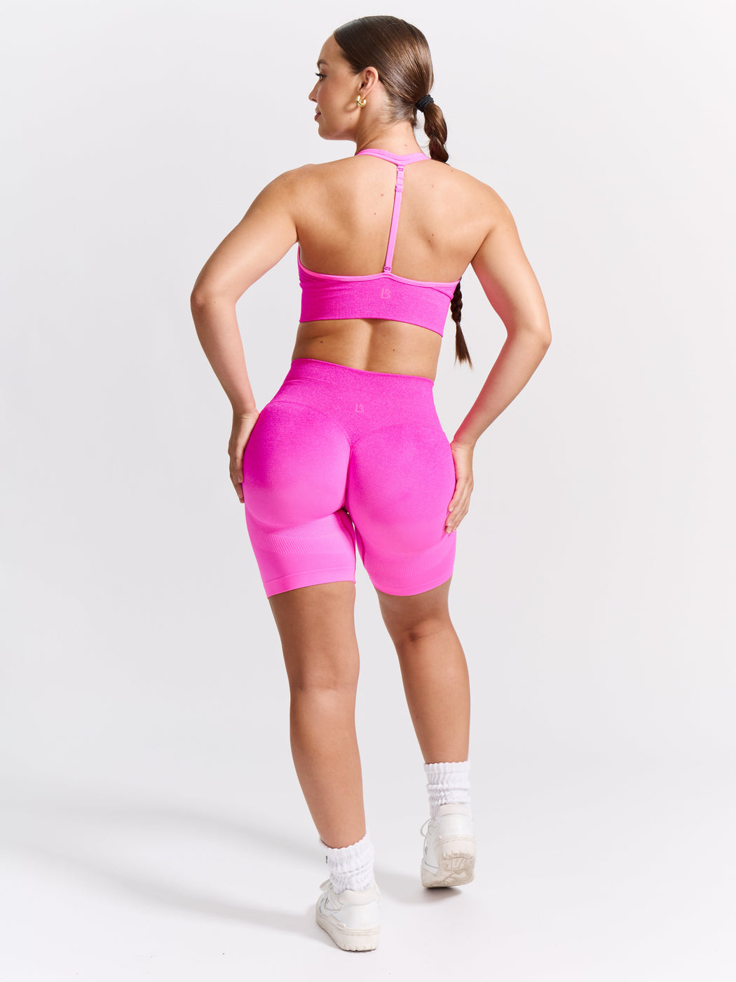 Halter Seamless Sports Bra - Hot Pink Ombre