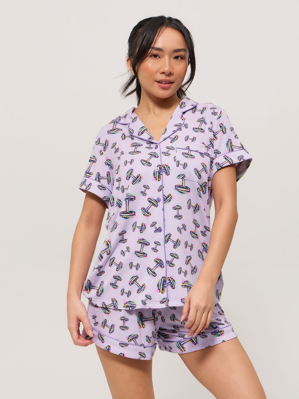 **PREORDER** Pajama Shorts Set - Dumbbell Print