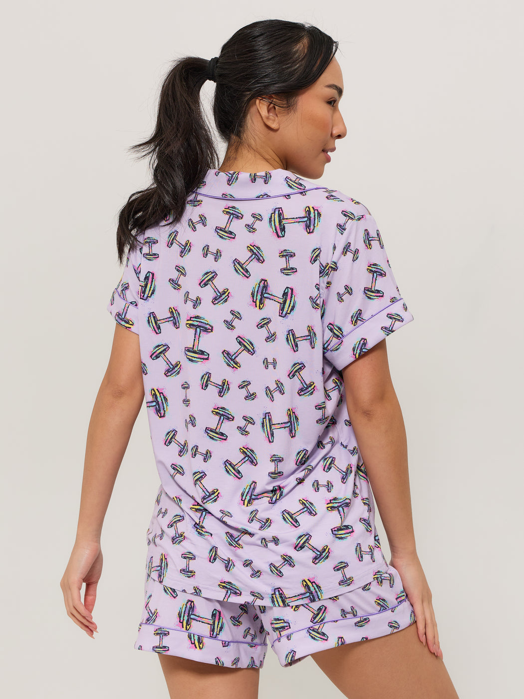 **PREORDER** Pajama Shorts Set - Dumbbell Print