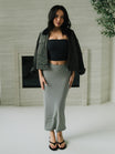 Nimbus Rib Midi Skirt - Black/ White Stripe
