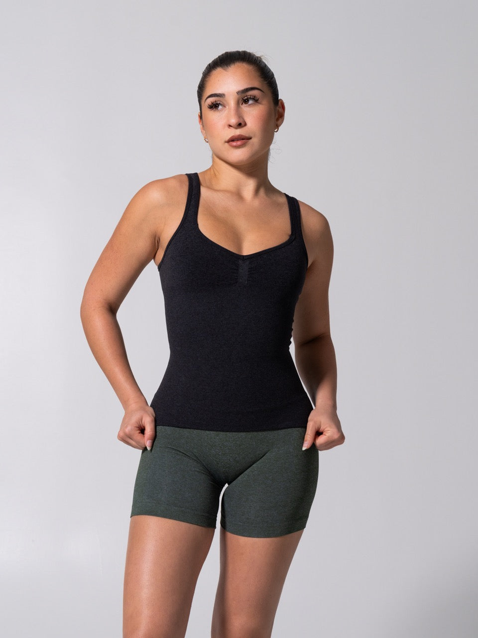 Miracle Seamless Hip Tank - Heather Charcoal