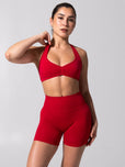 Micro Seamless Sports Bra - Heather Lipstick Red