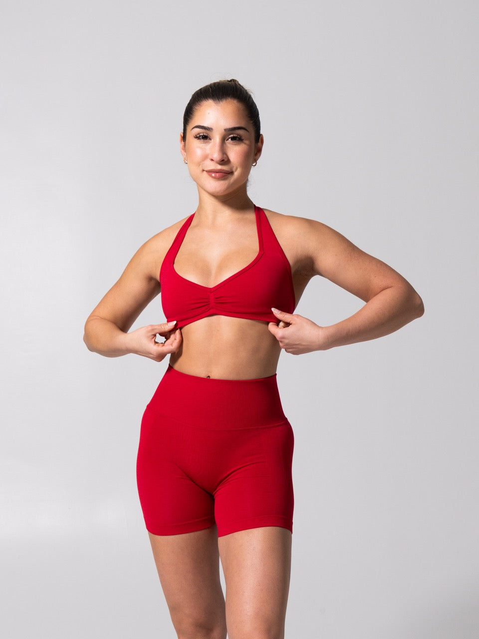 Micro Seamless Sports Bra - Heather Lipstick Red