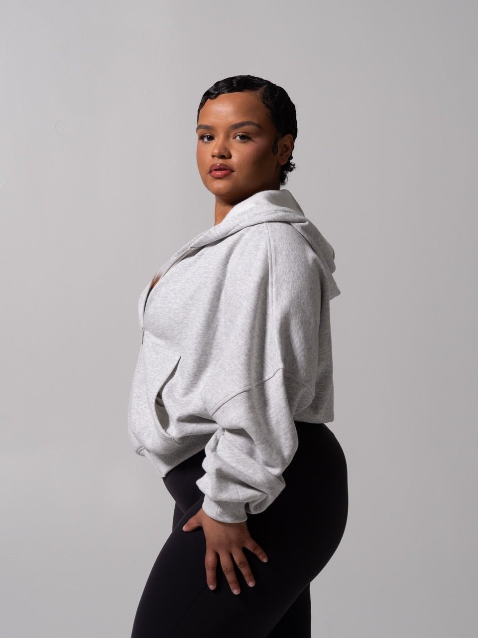 Threads Waist Zip Hoodie - Heather Grey