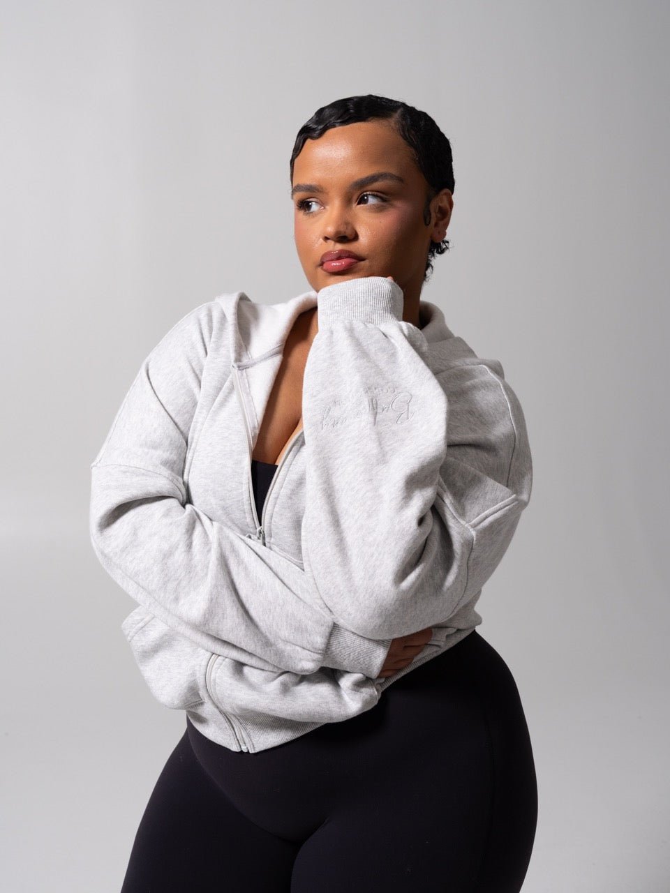 Threads Waist Zip Hoodie - Heather Grey