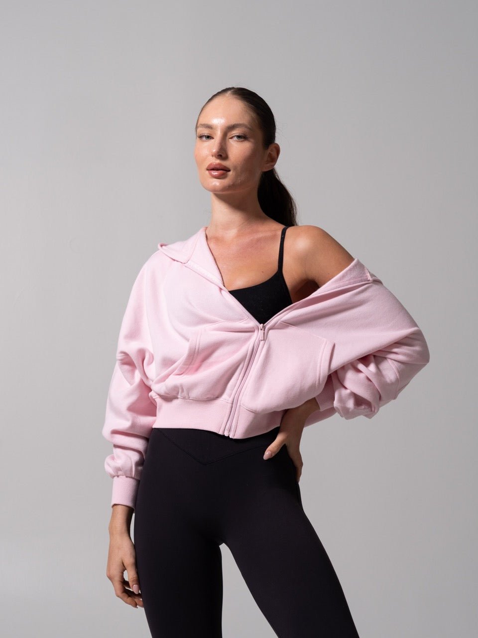 Threads Waist Zip Hoodie - Light Hot Mess