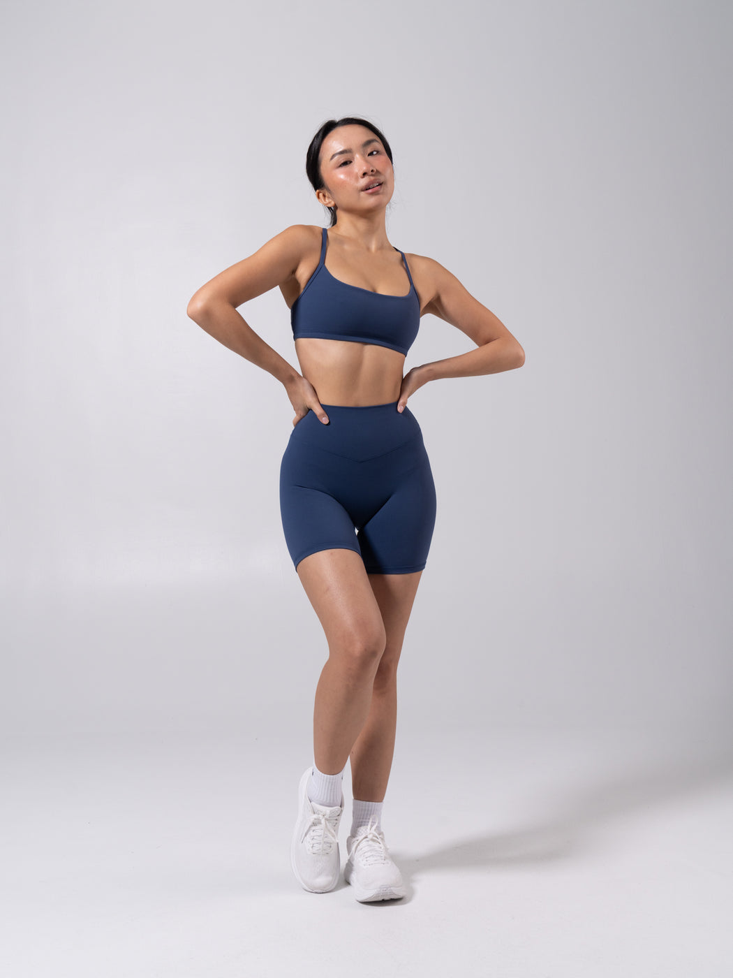 Reversible Sports Bra - Baked Blue and White