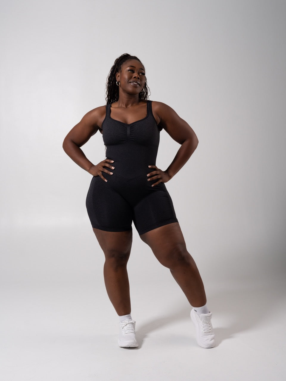 Miracle Scrunch Seamless Bodysuit 5" - Heather Charcoal