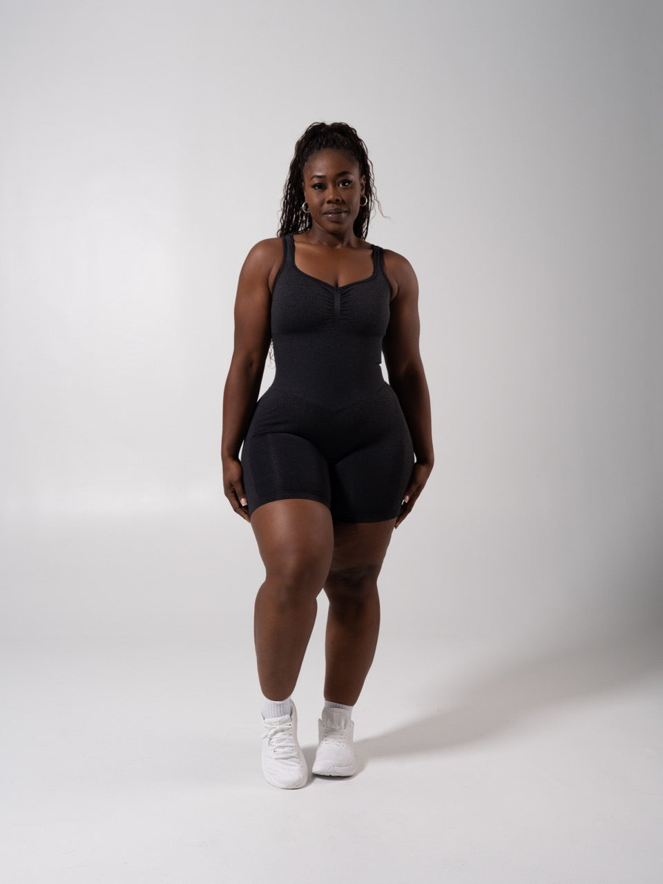 Miracle Scrunch Seamless Bodysuit 5" - Heather Charcoal