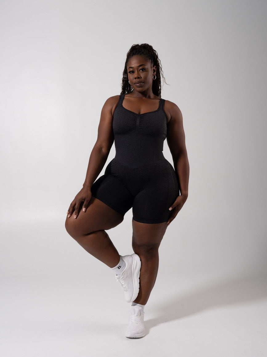 Miracle Scrunch Seamless Bodysuit 5" - Heather Charcoal