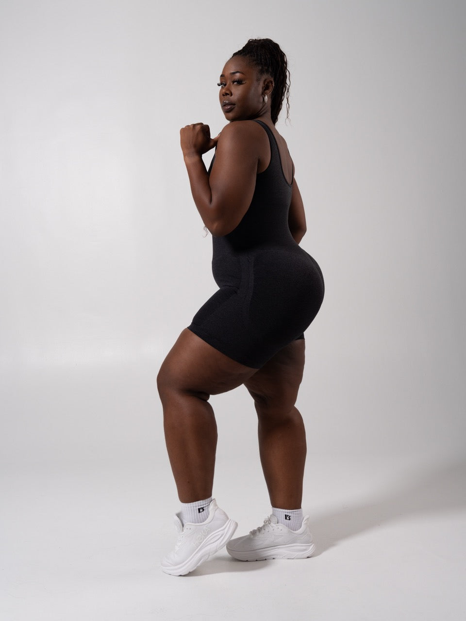 Miracle Scrunch Seamless Bodysuit 5" - Heather Charcoal