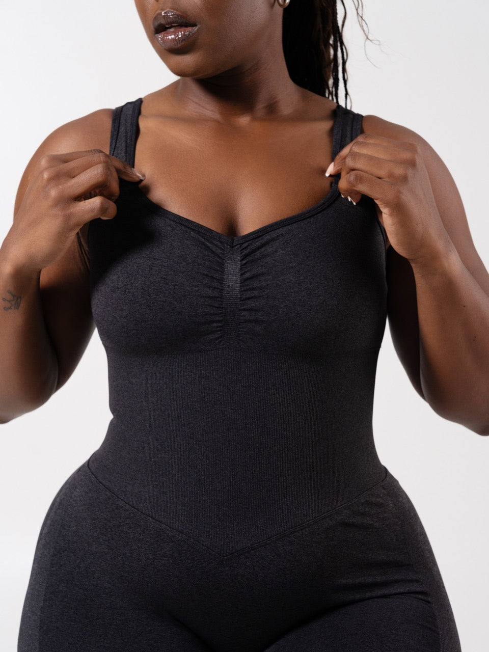 Miracle Scrunch Seamless Bodysuit 5" - Heather Charcoal