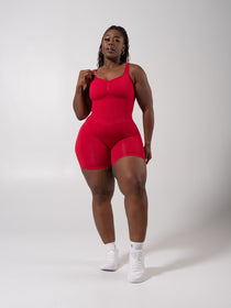 Miracle Scrunch Seamless Bodysuit 5" - Heather Lipstick Red
