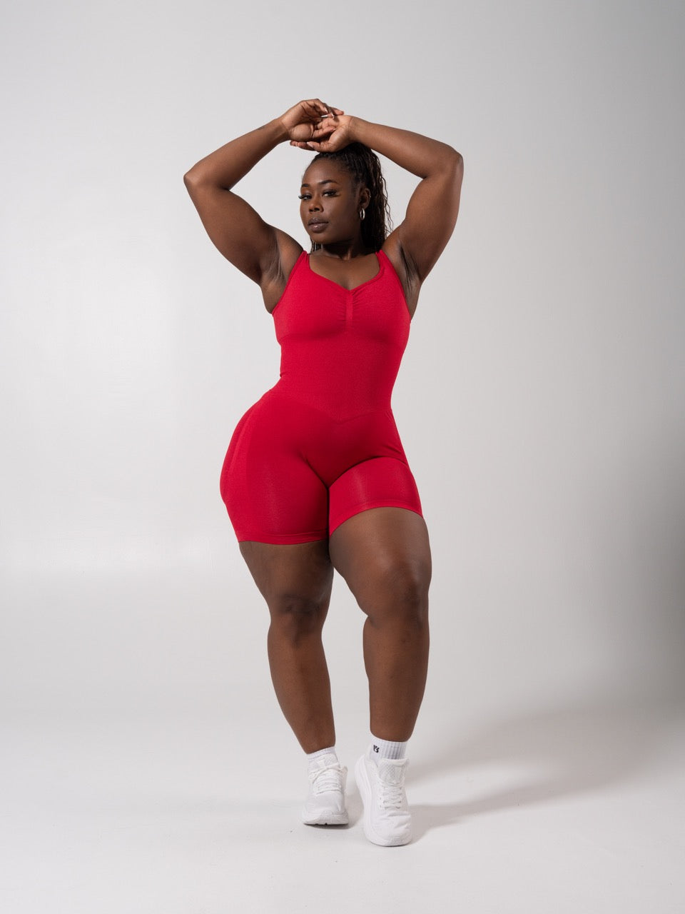 Miracle Scrunch Seamless Bodysuit 5" - Heather Lipstick Red