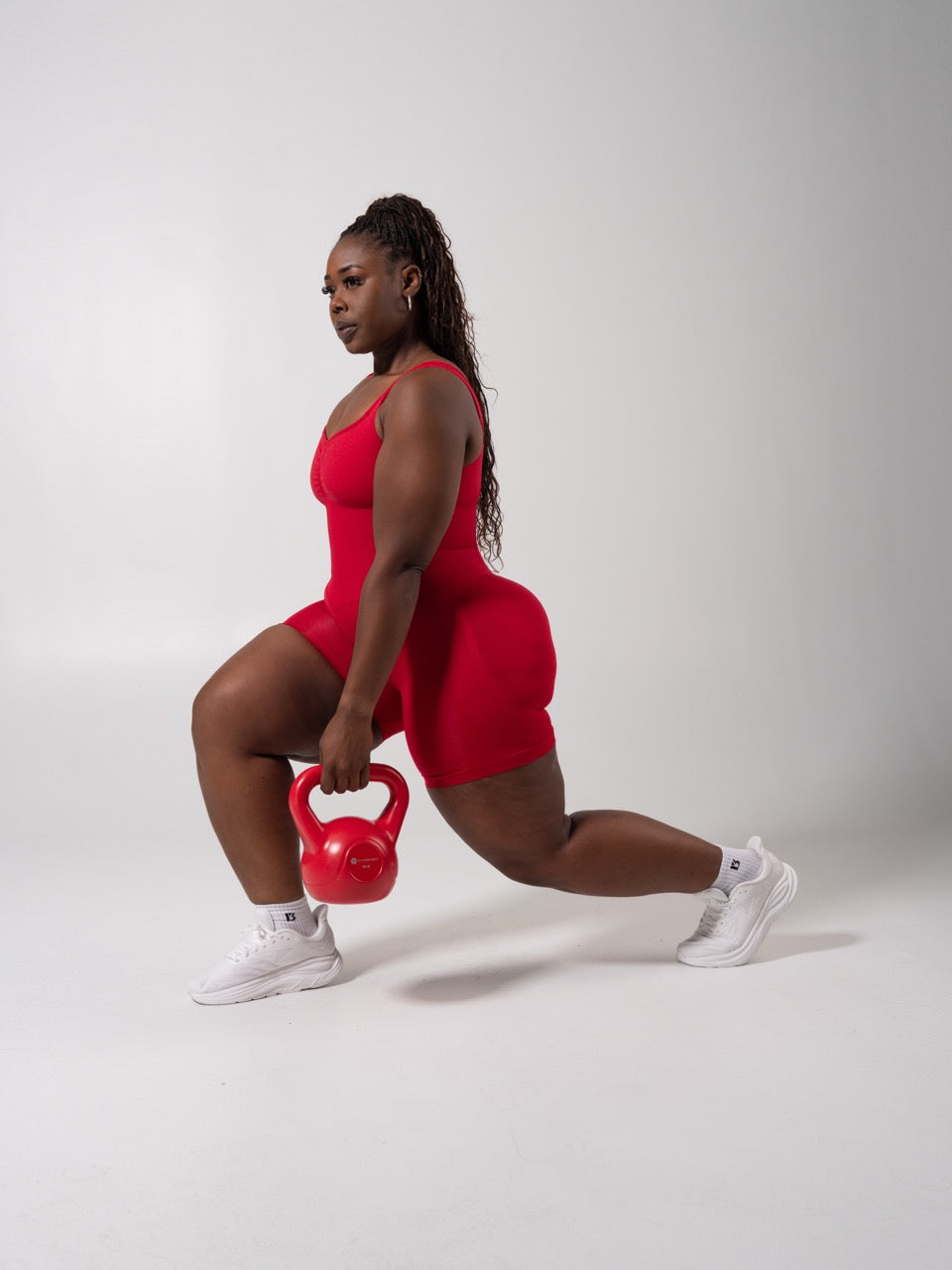 Miracle Scrunch Seamless Bodysuit 5" - Heather Lipstick Red
