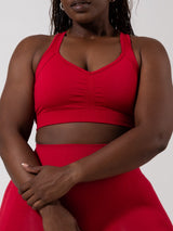 Thumbnail 4 of Vida Seamless Sports Bra - Heather Lipstick Red, 4 of 7