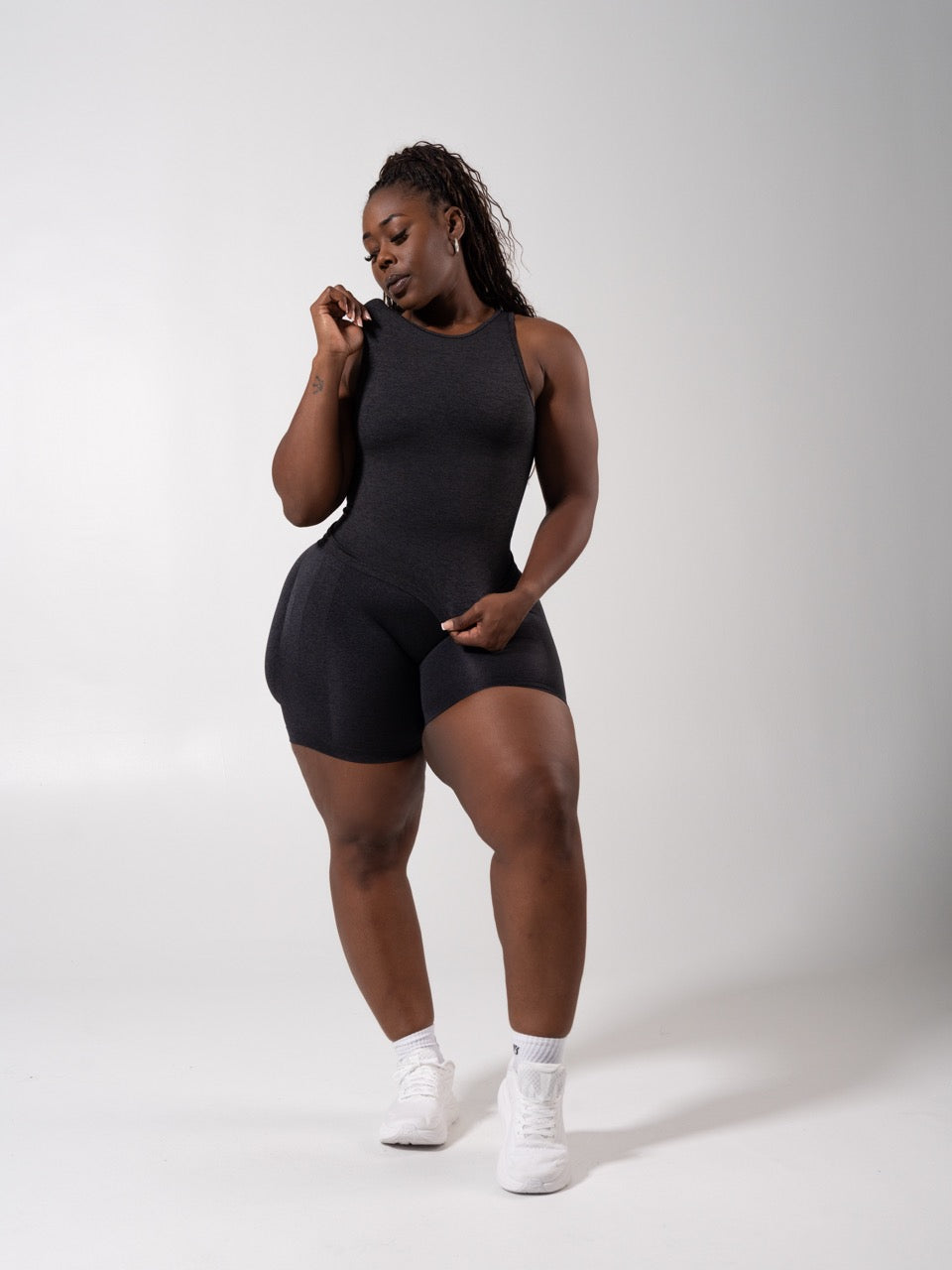 Shape Seamless Hip Tank - Heather Charcoal