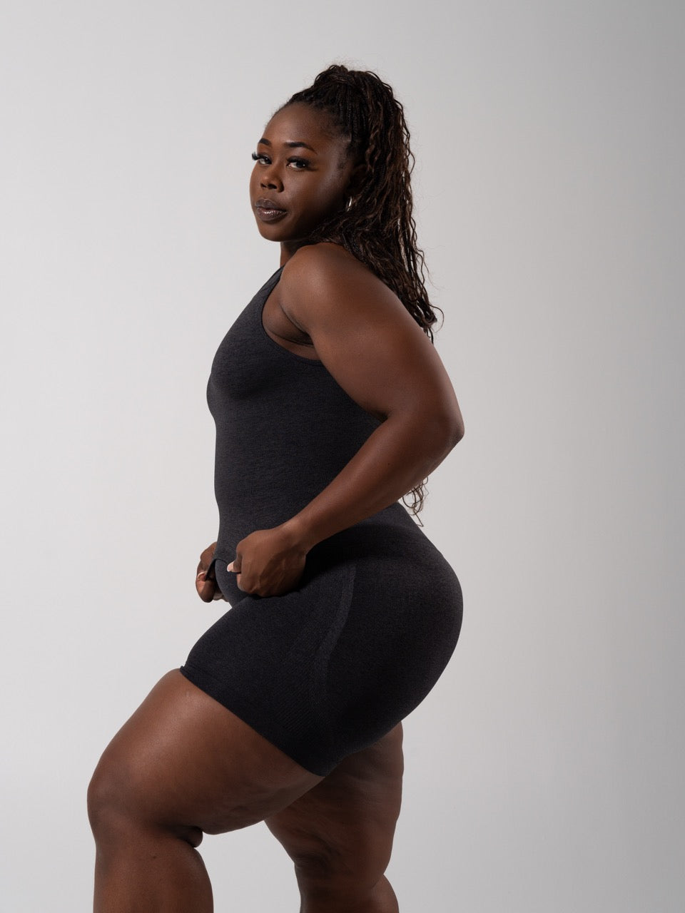 Shape Seamless Hip Tank - Heather Charcoal